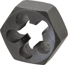 Interstate - 1/2-32 UNS Thread, 1-1/16" Hex, Right Hand Thread, Hex Rethreading Die - Carbon Steel, 1/2" Thick - Exact Tool & Supply
