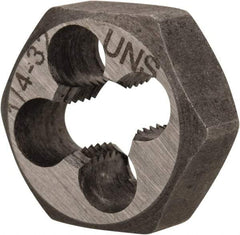 Interstate - 1/4-32 UNEF Thread, 11/16" Hex, Right Hand Thread, Hex Rethreading Die - Carbon Steel, 1/4" Thick - Exact Tool & Supply