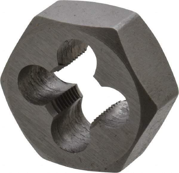 Interstate - 1/4-48 UNS Thread, 11/16" Hex, Right Hand Thread, Hex Rethreading Die - Carbon Steel, 1/4" Thick - Exact Tool & Supply