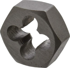 Interstate - 1/4-48 UNS Thread, 11/16" Hex, Right Hand Thread, Hex Rethreading Die - Carbon Steel, 1/4" Thick - Exact Tool & Supply