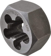 Interstate - 11/16-24 UNEF Thread, 1-7/16" Hex, Right Hand Thread, Hex Rethreading Die - Carbon Steel, 3/4" Thick - Exact Tool & Supply