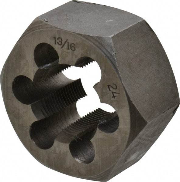 Interstate - 13/16-24 Thread, 1-7/16" Hex, Right Hand Thread, Hex Rethreading Die - Carbon Steel, 3/4" Thick - Exact Tool & Supply