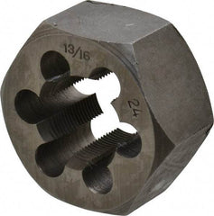 Interstate - 13/16-24 Thread, 1-7/16" Hex, Right Hand Thread, Hex Rethreading Die - Carbon Steel, 3/4" Thick - Exact Tool & Supply