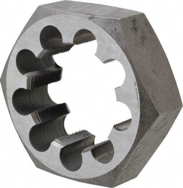 Interstate - 2-1/4 - 16 UNS Thread, 3-1/2" Hex, Right Hand Thread, Hex Rethreading Die - Carbon Steel, 1-1/4" Thick - Exact Tool & Supply