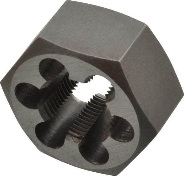 Interstate - 3/4-20 UNEF Thread, 1-7/16" Hex, Right Hand Thread, Hex Rethreading Die - Carbon Steel, 3/4" Thick - Exact Tool & Supply