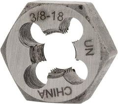 Interstate - 3/8-18 UNS Thread, 25/32" Hex, Right Hand Thread, Hex Rethreading Die - Carbon Steel, 3/8" Thick - Exact Tool & Supply