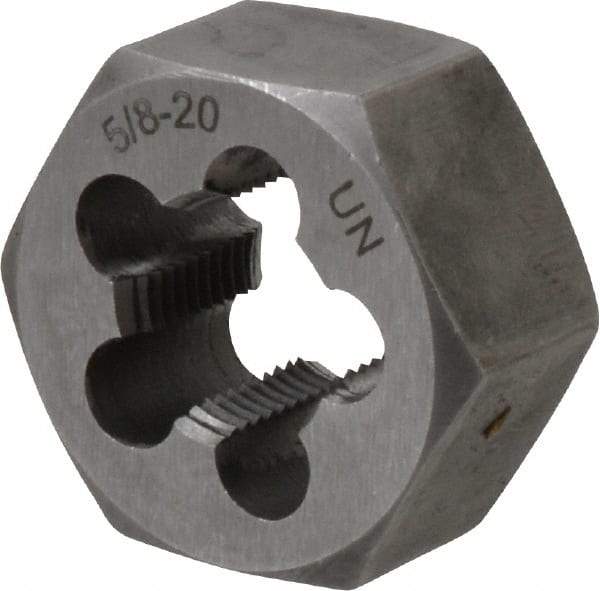 Interstate - 5/8-20 UNS Thread, 1-1/4" Hex, Right Hand Thread, Hex Rethreading Die - Carbon Steel, 5/8" Thick - Exact Tool & Supply