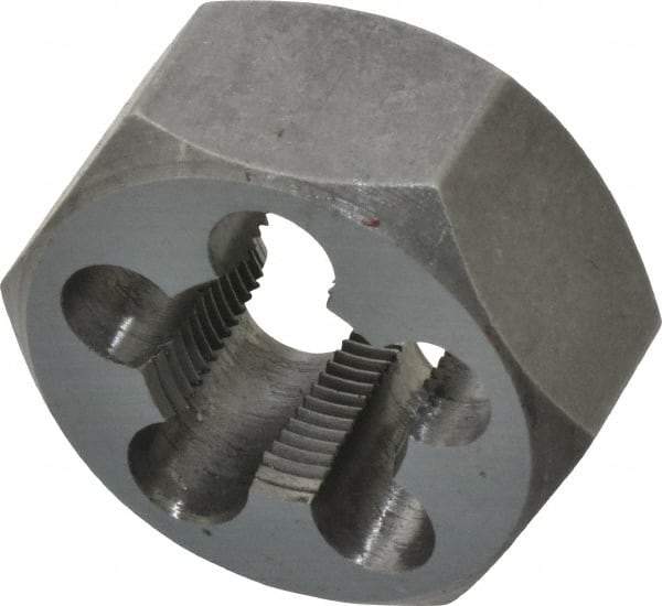 Interstate - 5/8-24 UNEF Thread, 1-1/4" Hex, Right Hand Thread, Hex Rethreading Die - Carbon Steel, 5/8" Thick - Exact Tool & Supply