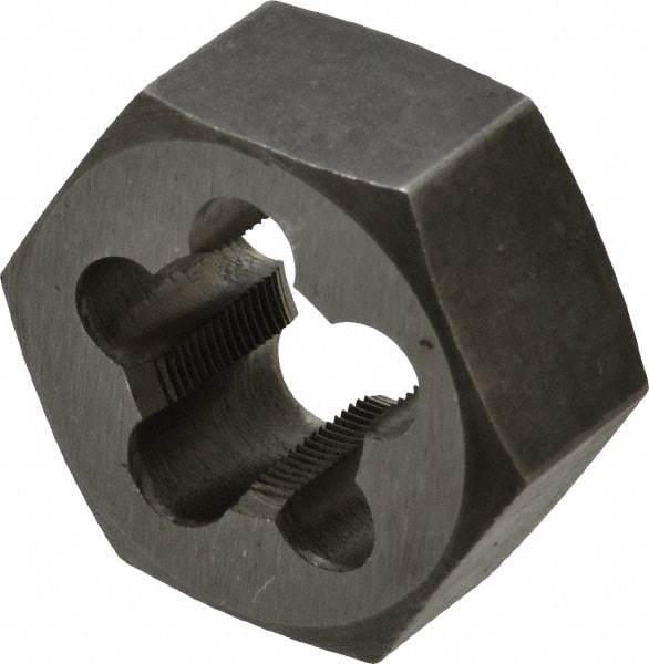 Interstate - 5/8-32 UNS Thread, 1-1/4" Hex, Right Hand Thread, Hex Rethreading Die - Carbon Steel, 5/8" Thick - Exact Tool & Supply