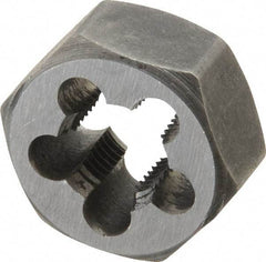 Interstate - 7/16-24 UNS Thread, 7/8" Hex, Right Hand Thread, Hex Rethreading Die - Carbon Steel, 7/16" Thick - Exact Tool & Supply