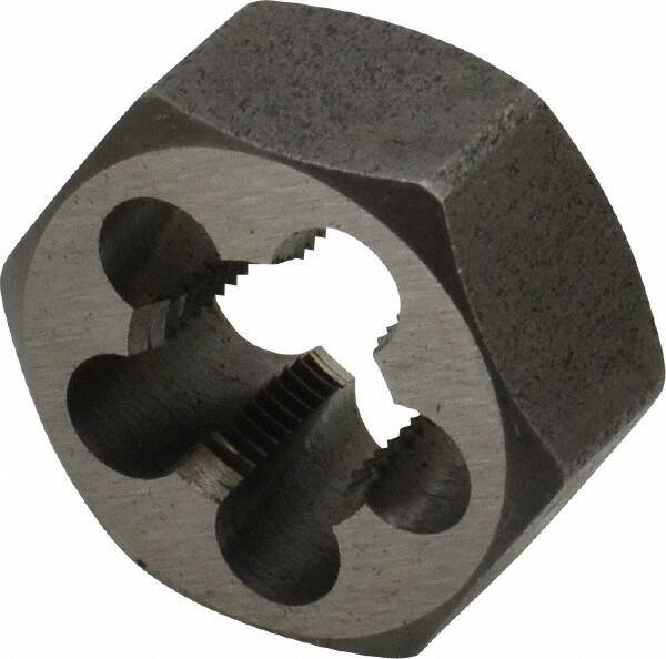 Interstate - 7/16-28 UNEF Thread, 7/8" Hex, Right Hand Thread, Hex Rethreading Die - Carbon Steel, 7/16" Thick - Exact Tool & Supply