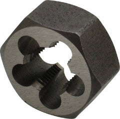 Interstate - 7/16-28 UNEF Thread, 7/8" Hex, Right Hand Thread, Hex Rethreading Die - Carbon Steel, 7/16" Thick - Exact Tool & Supply