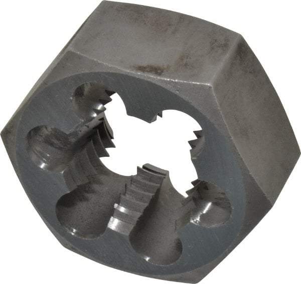 Interstate - 1-1/4 - 7 UNC Thread, 2-3/16" Hex, Left Hand Thread, Hex Rethreading Die - Carbon Steel, 1" Thick - Exact Tool & Supply