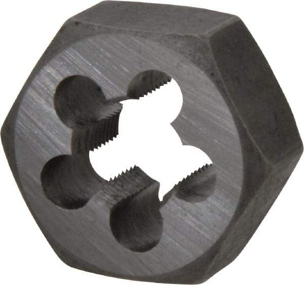 Interstate - M12x1.00 Metric Fine Thread, 1-1/16" Hex, Right Hand Thread, Hex Rethreading Die - Carbon Steel, 1/2" Thick - Exact Tool & Supply