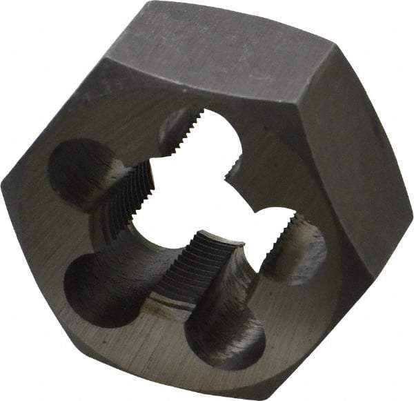 Interstate - M16x1.00 Metric Fine Thread, 1-1/4" Hex, Right Hand Thread, Hex Rethreading Die - Carbon Steel, 5/8" Thick - Exact Tool & Supply