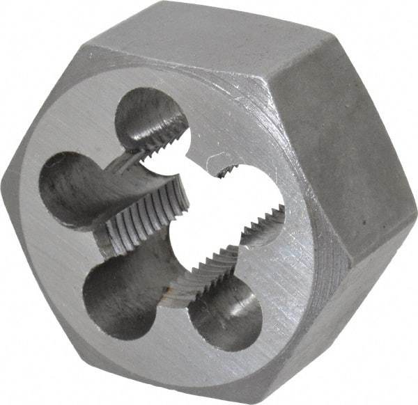 Interstate - M17x1.50 Metric Fine Thread, 1-7/16" Hex, Right Hand Thread, Hex Rethreading Die - Carbon Steel, 3/4" Thick - Exact Tool & Supply