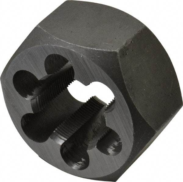 Interstate - M24x1.00 Metric Fine Thread, 1-13/16" Hex, Right Hand Thread, Hex Rethreading Die - Carbon Steel, 1" Thick - Exact Tool & Supply