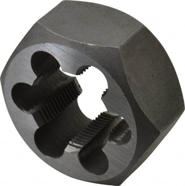 Interstate - M28x1.50 Metric Fine Thread, 2" Hex, Right Hand Thread, Hex Rethreading Die - Carbon Steel, 1" Thick - Exact Tool & Supply