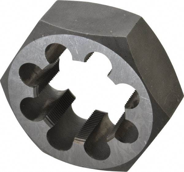 Interstate - M48x1.50 Metric Fine Thread, 3-1/8" Hex, Right Hand Thread, Hex Rethreading Die - Carbon Steel, 1-1/4" Thick - Exact Tool & Supply