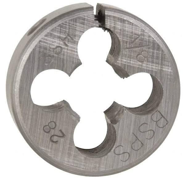 Interstate - 1/8-28 BSPP Thread, Round Pipe Die - 1" Outside Diam, High Speed Steel - Exact Tool & Supply