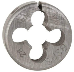Interstate - 1/8-28 BSPP Thread, Round Pipe Die - 1" Outside Diam, High Speed Steel - Exact Tool & Supply