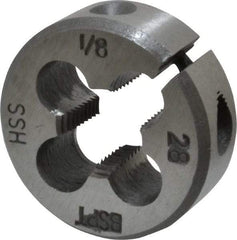 Interstate - 1/8-28 BSPT Thread, Round Pipe Die - 1" Outside Diam, High Speed Steel - Exact Tool & Supply