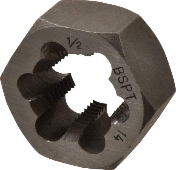 Interstate - 1/2-14 BSPT Thread, Hex Pipe Die - 1-5/8" Outside Diam, Carbon Steel - Exact Tool & Supply