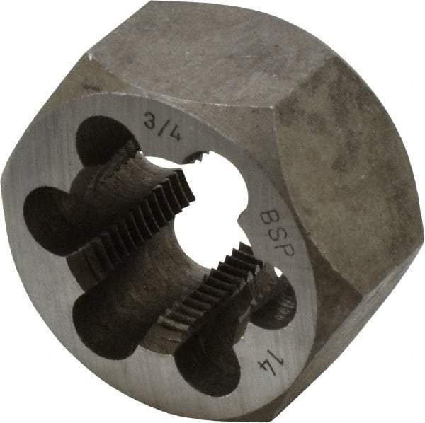 Interstate - 3/4-14 BSPP Thread, Hex Pipe Die - 2" Outside Diam, Carbon Steel - Exact Tool & Supply