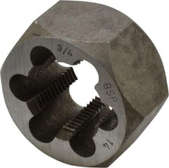 Interstate - 3/4-14 BSPP Thread, Hex Pipe Die - 2" Outside Diam, Carbon Steel - Exact Tool & Supply