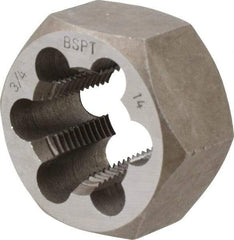 Interstate - 3/4-14 BSPT Thread, Hex Pipe Die - 2" Outside Diam, Carbon Steel - Exact Tool & Supply