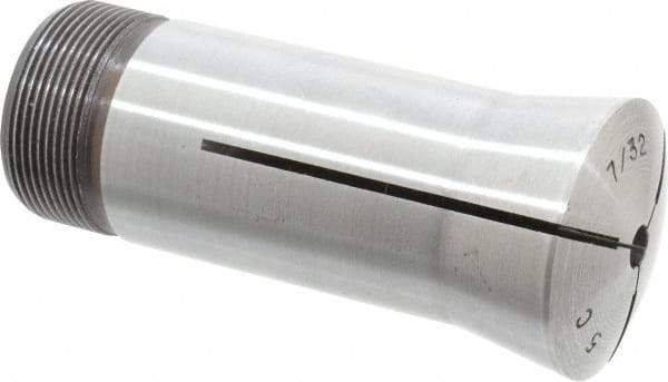 Lyndex - 7/32 Inch 5C Round Collet - 3.27 Inch Overall Length, 1.041-24 Internal Thread Size, Steel, 0.0007 Inch TIR - Exact Tool & Supply