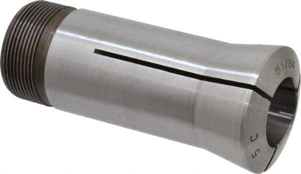 Lyndex - 51/64 Inch 5C Round Collet - 3.27 Inch Overall Length, 1.041-24 Internal Thread Size, Steel, 0.0011 Inch TIR - Exact Tool & Supply