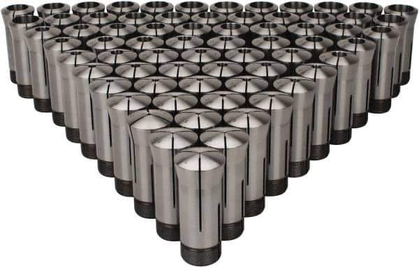 Lyndex - 69 Piece, 1/16" to 1-1/8" Capacity, 5C Round Collet Set - Increments of 1/64 Inch - Exact Tool & Supply