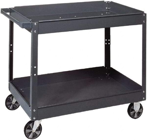 Edsal - 1,000 Lb Capacity, 18" Wide x 30" Long x 36" High Standard Utility Cart - 2 Shelf, Steel, 2 Rigid/2 Swivel Casters - Exact Tool & Supply