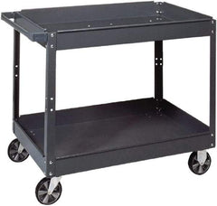 Edsal - 1,000 Lb Capacity, 18" Wide x 30" Long x 36" High Standard Utility Cart - 2 Shelf, Steel, 2 Rigid/2 Swivel Casters - Exact Tool & Supply
