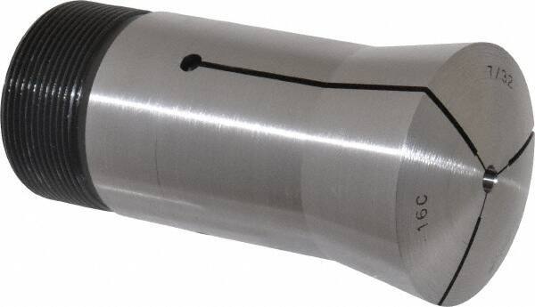 Lyndex - 7/32 Inch 16C Round Collet - 1-11/16 - 20 Internal Thread, M47.50 x 1.75 External Thread, 4.31 Inch Overall Length, 0.0007 Inch TIR - Exact Tool & Supply