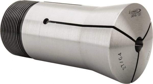 Lyndex - 27/64 Inch 16C Round Collet - 1-11/16 - 20 Internal Thread, M47.50 x 1.75 External Thread, 4.31 Inch Overall Length, 0.0011 Inch TIR - Exact Tool & Supply