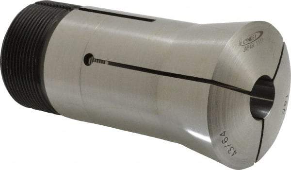 Lyndex - 43/64 Inch 16C Round Collet - 1-11/16 - 20 Internal Thread, M47.50 x 1.75 External Thread, 4.31 Inch Overall Length, 0.0011 Inch TIR - Exact Tool & Supply