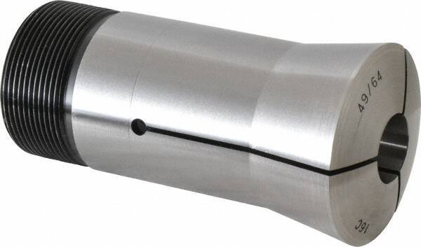 Lyndex - 49/64 Inch 16C Round Collet - 1-11/16 - 20 Internal Thread, M47.50 x 1.75 External Thread, 4.31 Inch Overall Length, 0.0011 Inch TIR - Exact Tool & Supply