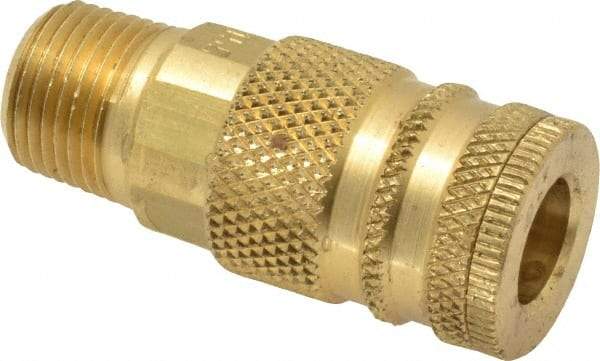 Coilhose Pneumatics - 3/8 Male NPT Industrial Pneumatic Hose Coupler - Brass, 1/4" Body Diam - Exact Tool & Supply