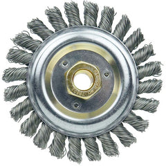 5″ Filler Pass Brush-0.023″ Steel Wire, 5/8″-11 Dbl-He x Nut - Dually Weld Cleaning Brush - Exact Tool & Supply