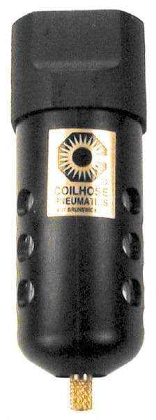 Coilhose Pneumatics - 1/4" Port, 6" High x 2" Wide, Compact FRL Filter with Polycarbonate Bowl & Manual Drain - 48 SCFM, 150 Max psi, 120°F Max, Bowl Guard, 3.8 oz Bowl Capacity - Exact Tool & Supply