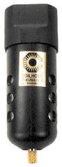 Coilhose Pneumatics - 1/4" Port, 6" High x 2" Wide, Compact FRL Filter with Polycarbonate Bowl & Manual Drain - 48 SCFM, 150 Max psi, 120°F Max, Bowl Guard, 3.8 oz Bowl Capacity - Exact Tool & Supply