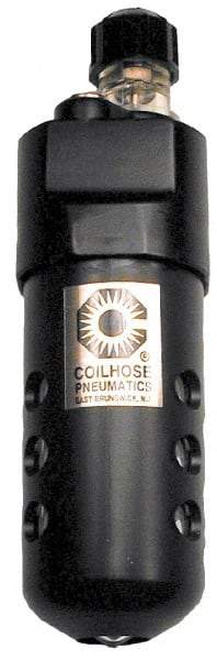 Coilhose Pneumatics - 3/8 NPT Port, 150 Max psi, Compact Lubricator - Polycarbonate Bowl, Cast Aluminum Body, 23 CFM, 120°F Max, 2" Wide x 6-1/2" High - Exact Tool & Supply