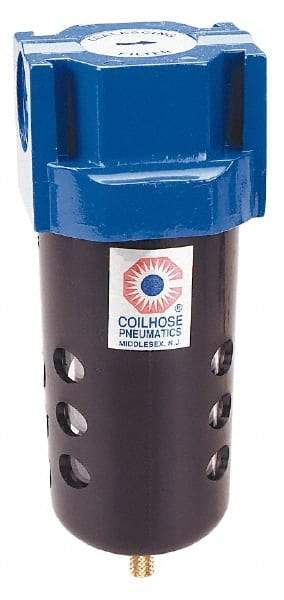 Coilhose Pneumatics - 3/8" Port Coalescing Filter - Polycarbonate Bowl, 0.3 Micron Rating, 7-1/2" High - Exact Tool & Supply
