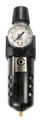 Coilhose Pneumatics - 3/4" NPT Port Standard 1 Piece Filter/Regulator FRL Unit - Metal Bowl, 125 SCFM, 250 Max psi, 10.5" High, Manual Drain - Exact Tool & Supply