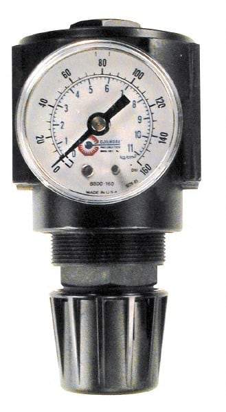 Coilhose Pneumatics - 1/2 NPT Port, 120 CFM, Cast Aluminum Standard Regulator - 0 to 125 psi Range, 250 Max psi Supply Pressure, 1/4" Gauge Port Thread, 2-3/4" Wide x 5-1/2" High - Exact Tool & Supply