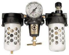 Coilhose Pneumatics - 1/4 NPT Heavy-Duty 3 Pc Filter-Regulator-Lubricator FRL Unit with Sight Glass & Pressure Gauge - Exact Tool & Supply
