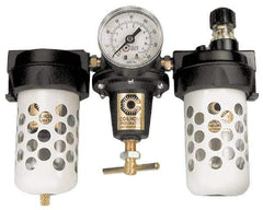 Coilhose Pneumatics - 1/4" NPT Port Heavy Duty 3 Piece Filter-Regulator-Lubricator FRL Unit - Polycarbonate Bowl, 125 Max psi, 6.875" High - Exact Tool & Supply