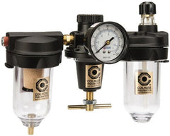 Coilhose Pneumatics - 1/4 NPT Heavy-Duty 3 Pc Filter-Regulator-Lubricator FRL Unit with Pressure Gauge - Exact Tool & Supply